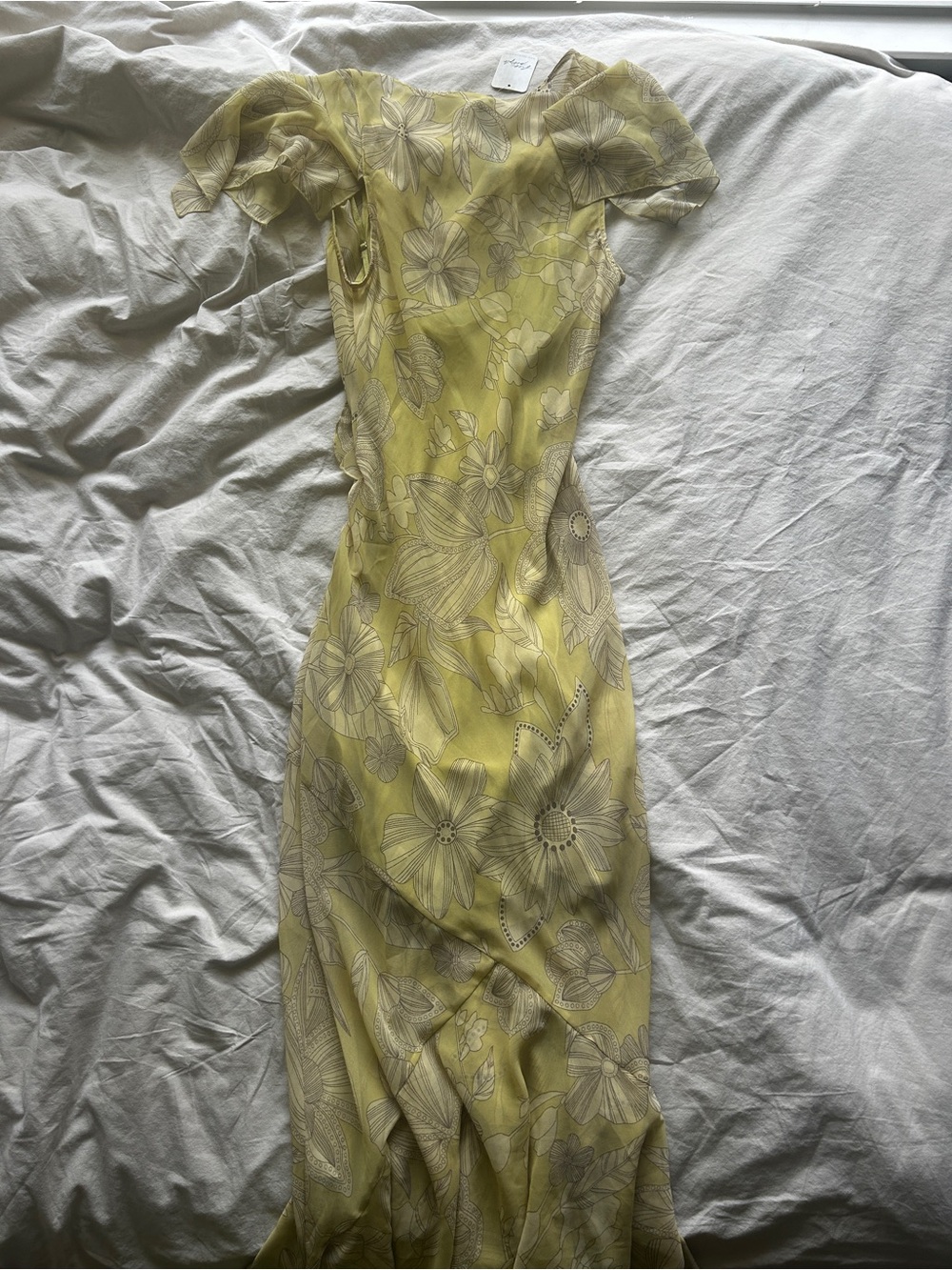 Free People Small Size 4 Light Yellow/Green Floral Dress - Picture 6 of 6
